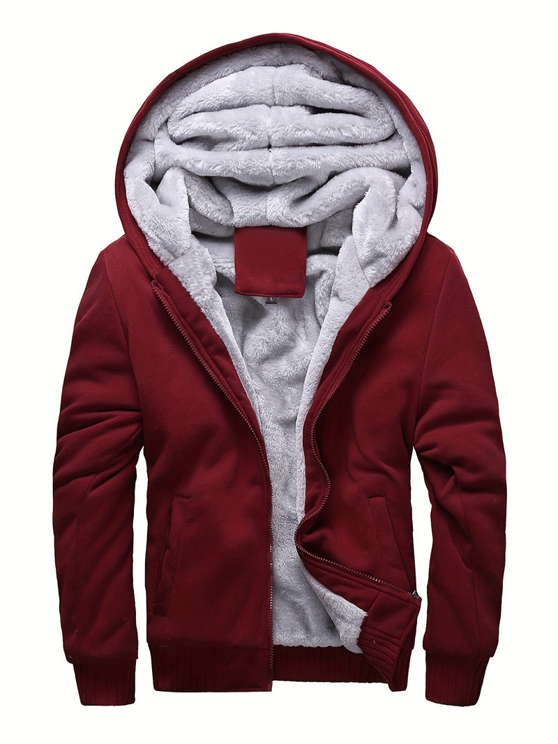 Sudadera con capucha de manga larga con cierre y contraste de color Gris para hombre.